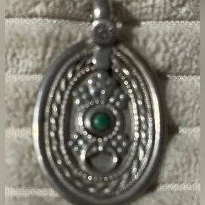 Heavy Vintage Sterling Silver Turquoise Pendant